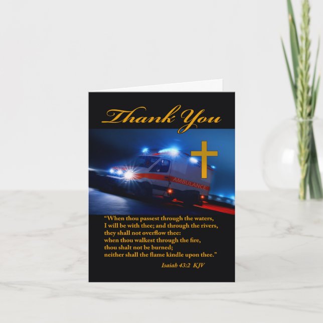 Tarjeta Gracias por EMS Paramédicos, tema religioso (Anverso)