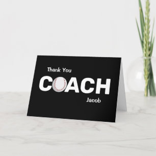 Tarjeta Gracias por entrenador de béisbol