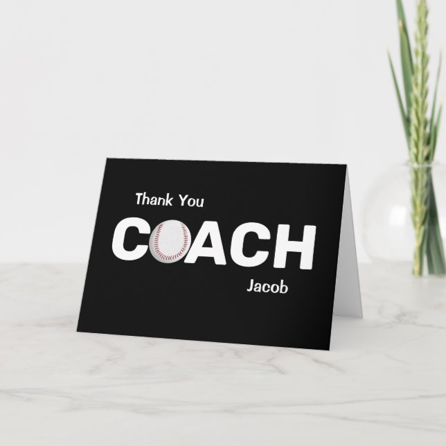 Tarjeta Gracias por entrenador de béisbol (Anverso)