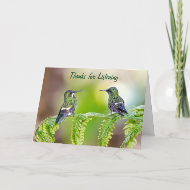 Tarjeta Gracias por escuchar | Hummingbirds Talking (Anverso)