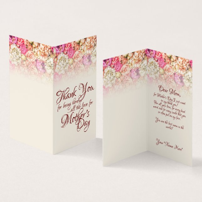 Tarjeta Gracias por estar aquí - Día de la Madre (Interior y exterior)