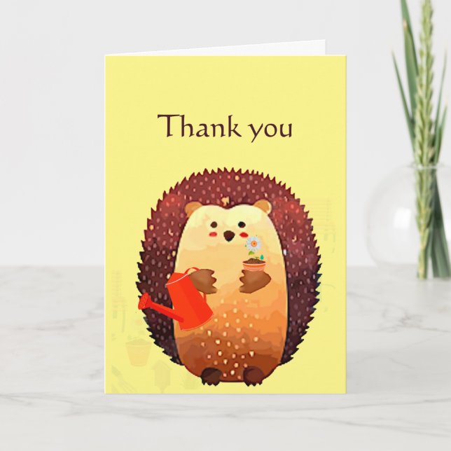Tarjeta Gracias por estar bendiciendo a Hedgehog Gardener (Anverso)
