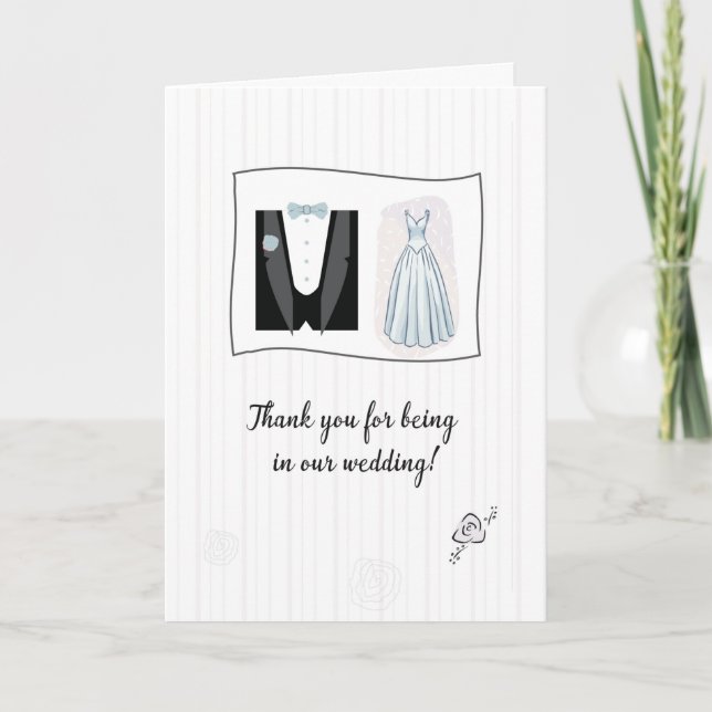 Tarjeta Gracias por estar en nuestra Boda Bridal Gown Tux (Anverso)
