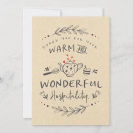 Tarjeta Gracias por la cálida y maravillosa hospitalidad