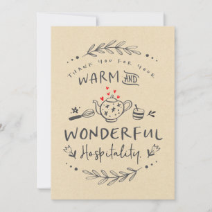 Tarjeta Gracias por la cálida y maravillosa hospitalidad