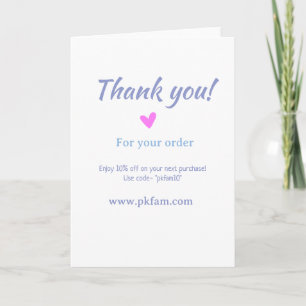 Tarjeta Gracias por la compra detalle de negocio familiar 
