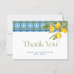 Tarjeta Gracias Por La Ducha Bridal De Azulejos Mediterrán