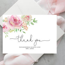 Gracias por la ducha de novia de rosas elegantes