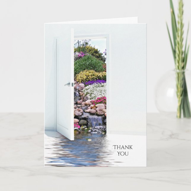 Tarjeta Gracias por la puerta del jardín de la donación de (Anverso)