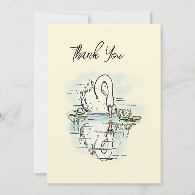 Tarjeta Gracias Por La Reflexión De Cisne Vintage Coloriza (Anverso)