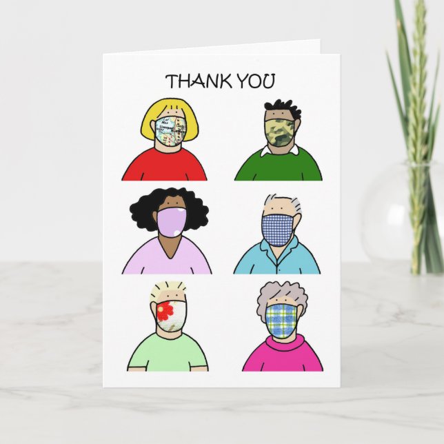 Tarjeta Gracias por las máscaras faciales (Anverso)