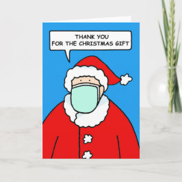 Tarjeta Gracias por los Navidades Gift Santa en Facemask