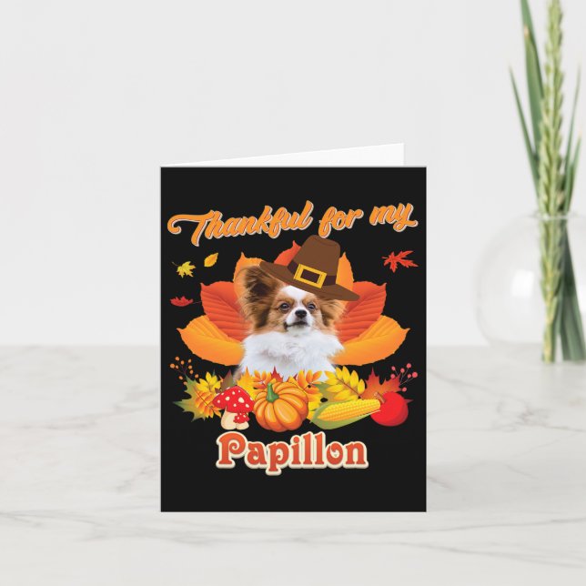 Tarjeta Gracias por mi acción de gracias de perro de Papil (Anverso)
