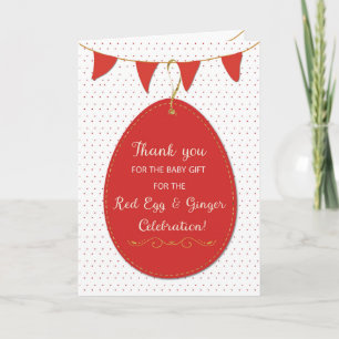 Tarjeta Gracias por regalo de bebé en huevo rojo y jengibr