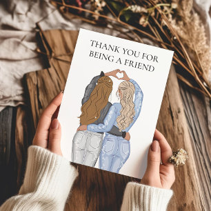 Tarjeta Gracias por ser amigo - 2 chicas rubios