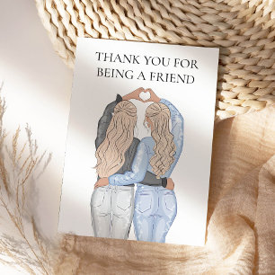 Tarjeta Gracias por ser amigo - 2 chicas rubios