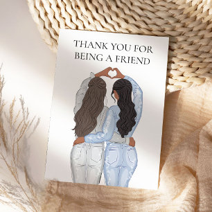 Tarjeta Gracias por ser amigo - dos novias