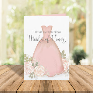 Tarjeta Gracias por ser doncella de honor Rubor Pink