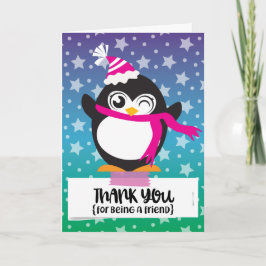 Tarjeta Gracias por ser estrellas de un pingüino del amigo