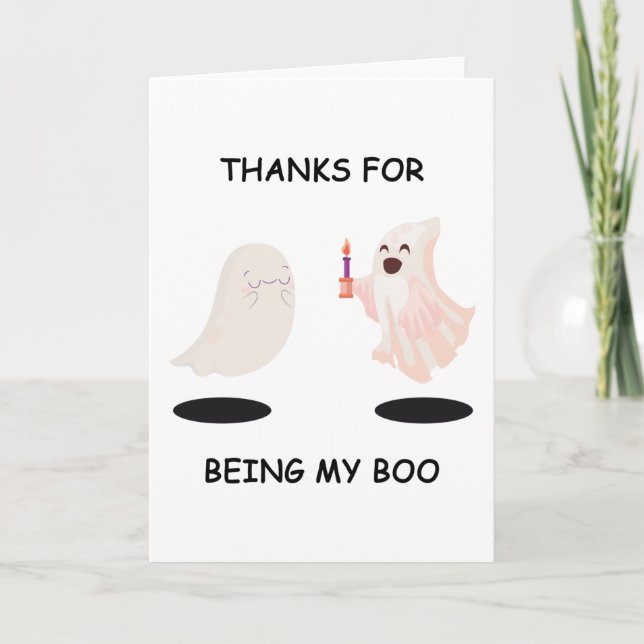 Tarjeta Gracias Por Ser Mi Aniversario De Halloween De BOO (Anverso)