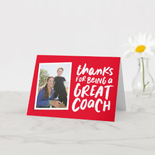 Tarjeta Gracias por ser un gran entrenador rojo una foto