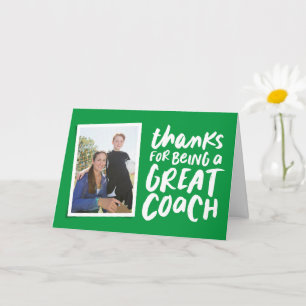 Tarjeta Gracias por ser un gran entrenador verde gracias