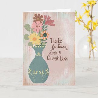 Tarjeta Gracias por ser un jefe tan genial Jarrón floral