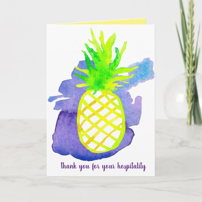 Tarjeta Gracias Por Su Hospitalidad Pinapple Fruit (Anverso)