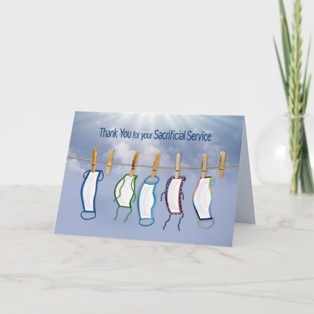 Tarjeta Gracias por su servicio, Coronavirus COVID-19, (Anverso)