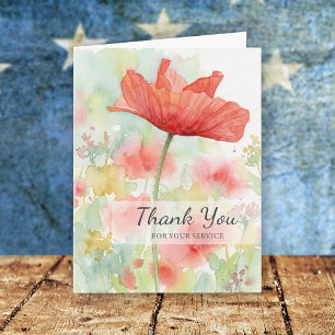 Tarjeta Gracias por su Servicio Veteranos Día Amapola