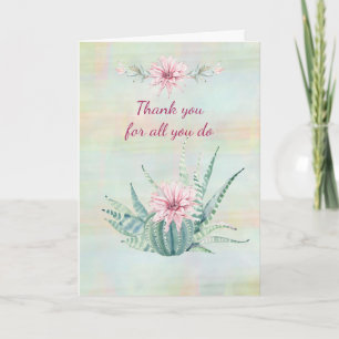 Tarjeta Gracias Por Todo Lo Que Haces Watercolor Cactus