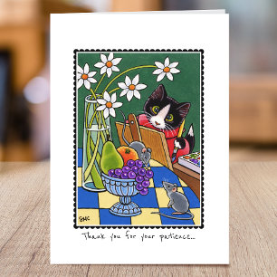 Tarjeta Gracias por tu paciencia Personalizado de Cat Mous