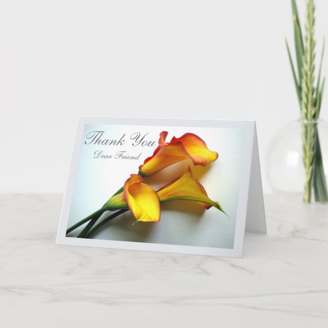 Tarjeta Gracias por una querida amiga Calla Lilies (Anverso)