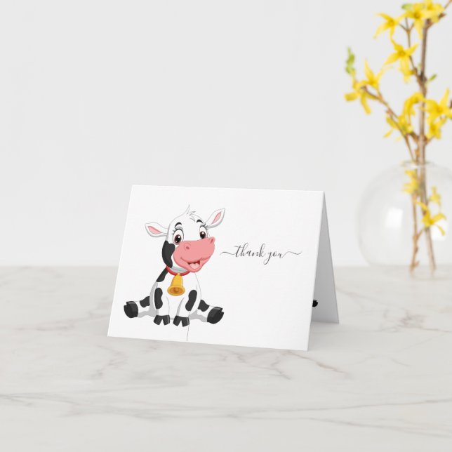 Tarjeta Gracias por unirse a la vaca (flor amarilla)