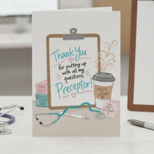 Tarjeta Gracias Preceptor Estudiante de Atención Médica 