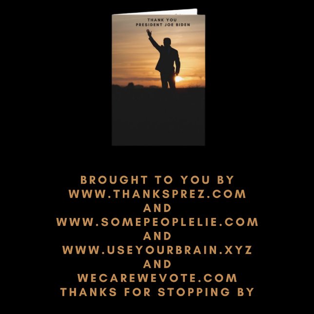 Tarjeta Gracias Presidente Joe Biden (Subido por el creador)