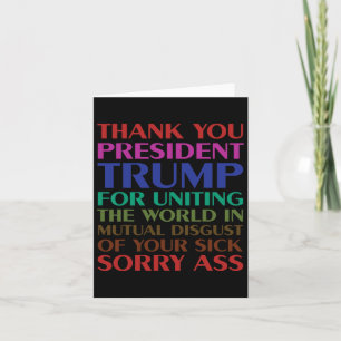 Tarjeta Gracias Presidente Trump Por Unir Al Mundo -