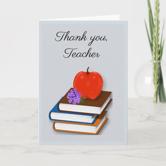 Tarjeta Gracias profesor, Libros Apple Bouquet of Flowers (Anverso)