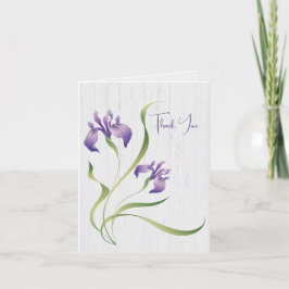 Tarjeta Gracias Purple Iris On Wood