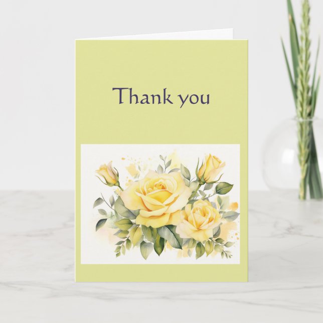 Tarjeta Gracias Rosas Jardín Amarillo Flores (Anverso)