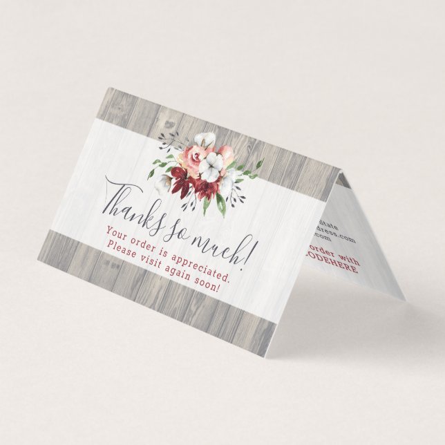 Tarjeta Gracias Rustic Wood Southern Country Cotton Card (Anverso)