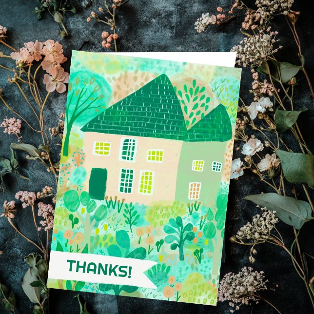 Tarjeta GRACIAS TANTO Hogar Jardín Acuarela Cute (THANK YOU SO MUCH Home Garden Watercolor Cute Card
)