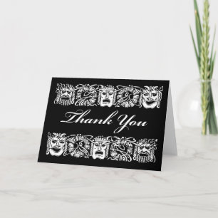 Tarjeta Gracias, Tema De La Máscara Del Teatro, En Blanco 