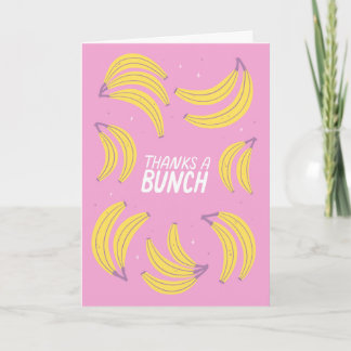 Tarjeta Gracias un Montón Plátanos Lindos Rosa Amarillo Ne