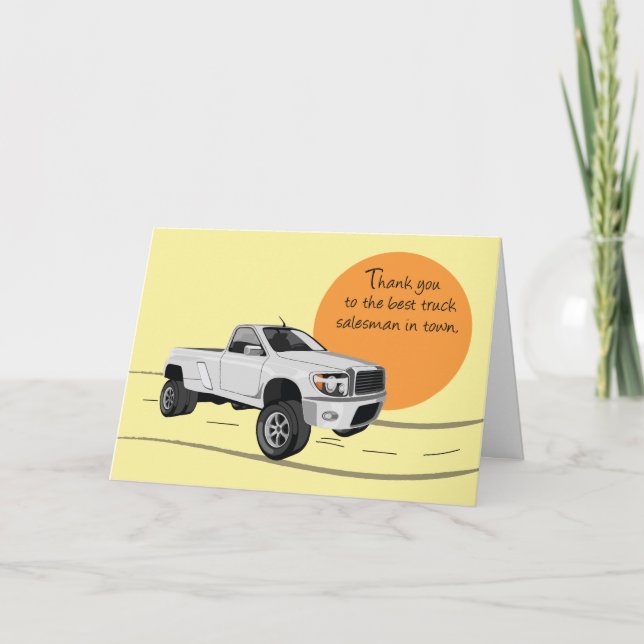 Tarjeta Gracias Vendedor De Camiones Recoge Camión (Anverso)