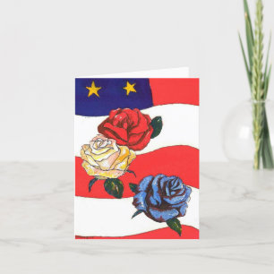 Tarjeta Gracias Vets Flag Red White Rosas Stripes