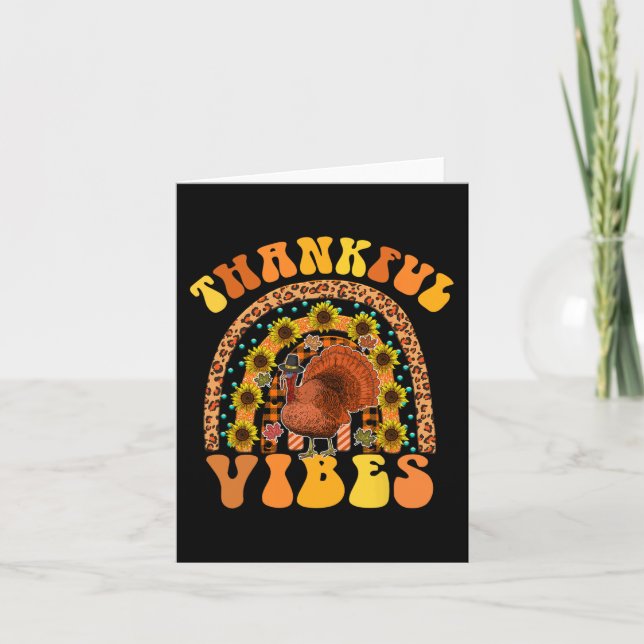 Tarjeta GRACIAS VIBAS Rainbow Turkey Cae Retro Groovy The (Anverso)