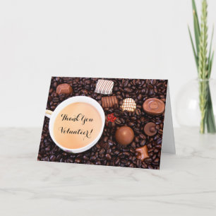 Tarjeta Gracias Voluntario Café y Trufas de Chocolate