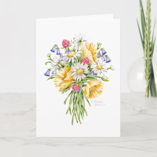 Tarjeta Gracias Wildflower Bouquet Christian Dios (Anverso)