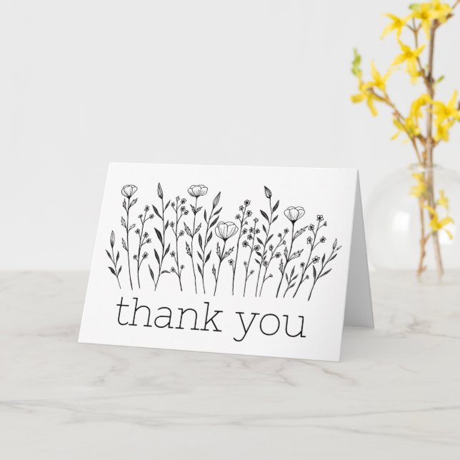 Tarjeta GRACIAS Wildflowers Simple Custom (flor amarilla)